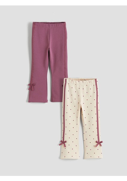 Yeni Sezon Fiyonk Detaylı Ispanyol Paça Kız Çocuk Tayt 2'li