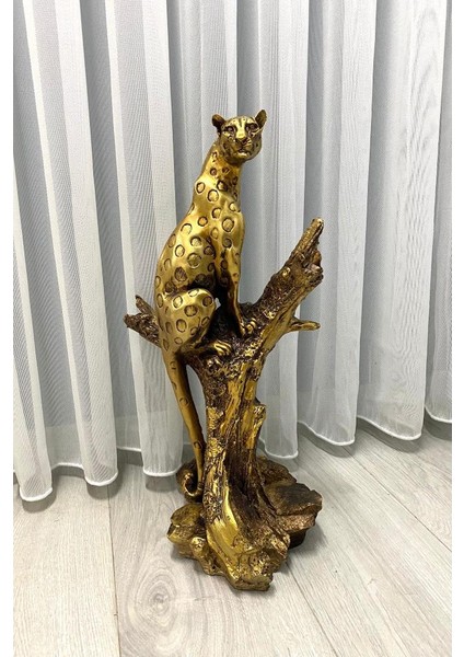 Dekoratif Ağaçta Duran Çita Biblo Heykel