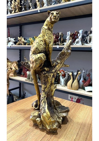 Dekoratif Ağaçta Duran Çita Biblo Heykel modelleri