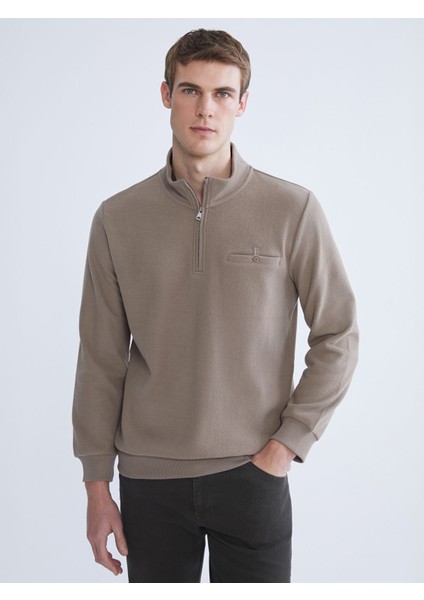 Yeni Sezon Fermuarlı Dik Yaka Erkek Sweatshirt