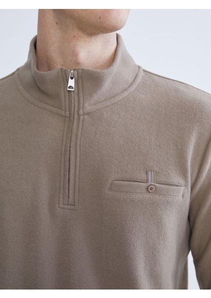 Yeni Sezon Fermuarlı Dik Yaka Erkek Sweatshirt modelleri