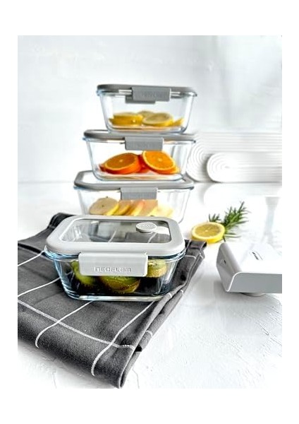 Fika Glace Vakumlu Cam Saklama Kabı Seti Gri 5 Parça D-NEOGGLS05 modelleri