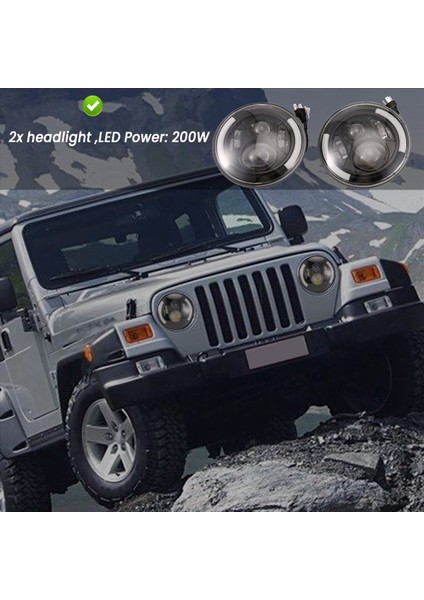 7 Inç LED Fardlıght Tunu 200W Halo Açık Gözler Drl Jeep Wrangler Jk Lj Tj Cj 1997-2018 2 Pcs (Yurt Dışından) fırsatları
