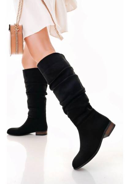 Yzlal Winda Siyah Süet Körüklü Çizme (Numara: 37)