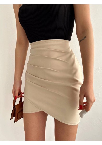 Yzlal Yandan Drapeli Asimetrik Etek Bej S24771 (Beden: L) modelleri