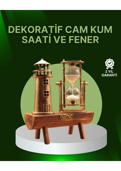 Yzlal Vintage Kum Saati + Deniz Feneri Modeli – Ahşap Gövdeli Masa Üstü Dekor