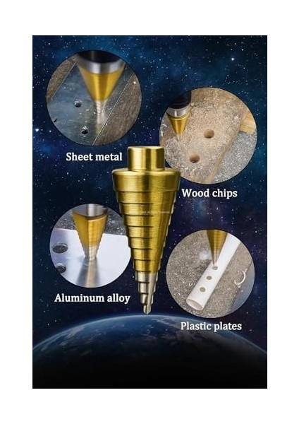 Kademeli Matkap Ucu Seti, 3&apos;lü, Hss, Titanyum Nitrür Kaplamalı, 4-32 Mm, Metal, Sac,, Plastik Için, Uzun Ömürlü, Pürüzsüz, Delik Açma, Yüksek, Tüm Matkaplara Uyumlu modelleri