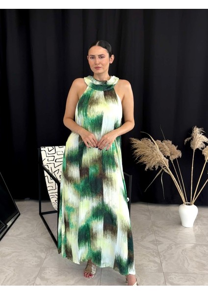 Halter Yaka Şifon Elbise