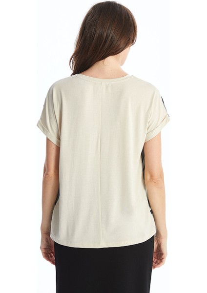 Yeni Sezon Bisiklet Yaka Desenli Kadın Tişört fırsatları