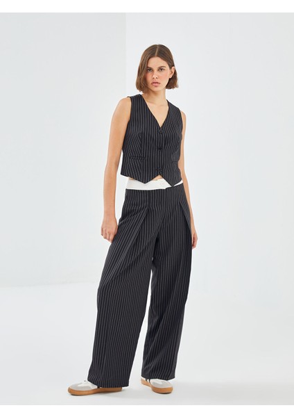 Yeni Sezon Loose Fit Çizgili Kadın Pantolon