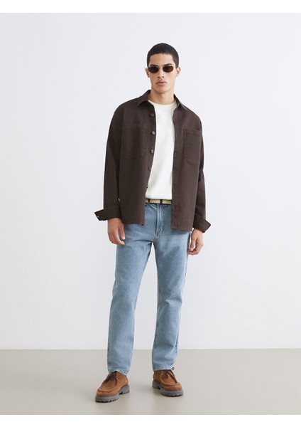 Yeni Sezon Standart Kalıp Gömlek Yaka Erkek Jean Ceket fırsatları