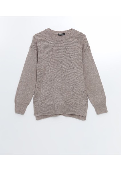 Yeni Sezon Bisiklet Yaka Kendinden Desenli Kadın Triko Kazak indirimleri