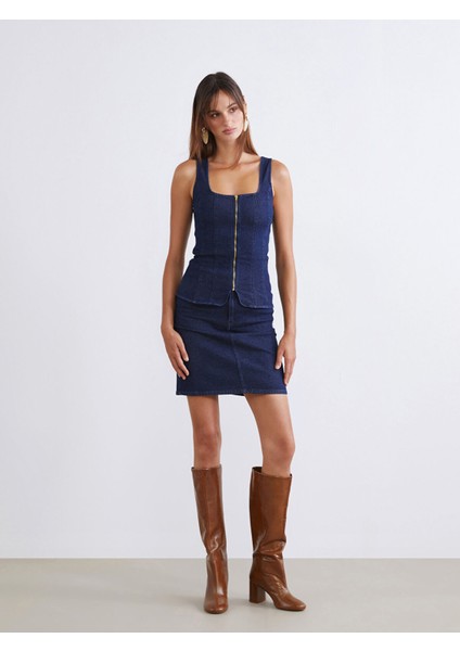 Yeni Sezon Kare Yaka Kadın Jean Yelek fiyatları