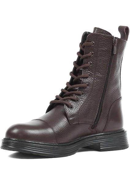 Erkek Kahverengi Bağcıklı Fermuarlı Deri Bot fırsatları