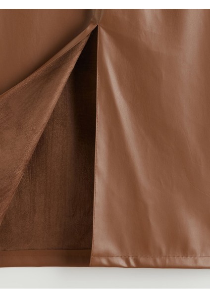 Yeni Sezon Beli Fermuarlı Deri Görünümlü Kalem Etek fiyatları