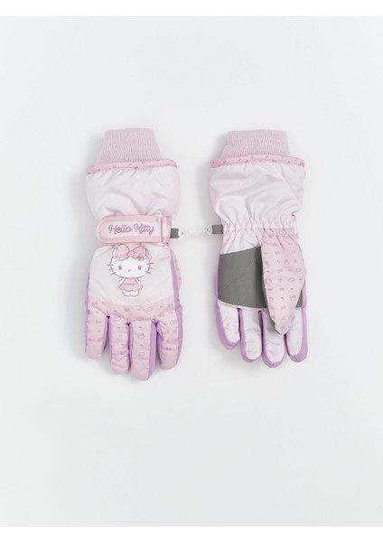 Yeni Sezon Hello Kitty Baskılı Içi Polarlı Kız Çocuk Kar Eldiveni