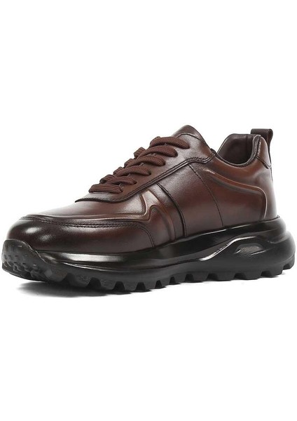 Erkek Kahverengi Kalın Tabanlı Deri Sneaker fırsatları