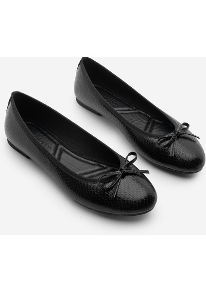 Kadın Günlük Babet Yuvarlak Burun Balerin Babet Adusa Siyah Yılan indirimleri