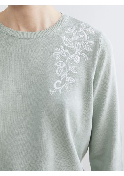 Yeni Sezon Bisiklet Yaka Taşlı Kadın Triko Kazak modelleri