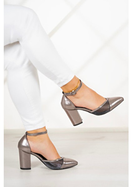 Diana Platin Kaplama Fileli Kadın Kalın Topuklu Ayakkabı Orta Topuk Boyu indirimleri