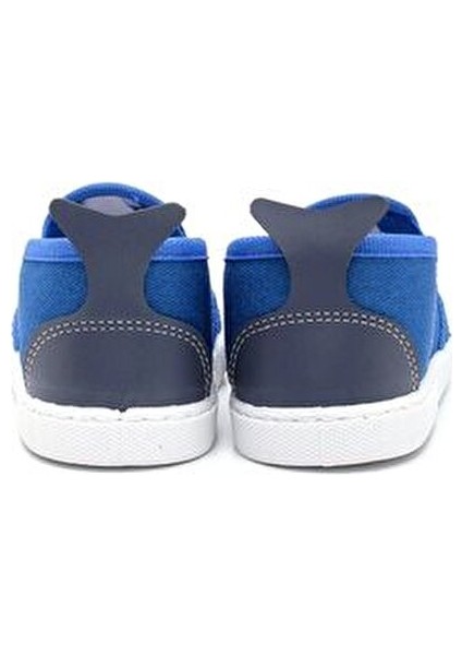 Mavi Keten Erkek Çocuk Ayakkabısı Düz Taban ve Kuyruklu Tasarım 22 Numara