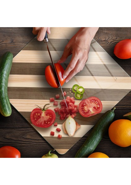 Cam Kesme Tahtası ve Sunumluk Kare Karışık Ahşap Desenli 30X30 cm fırsatları