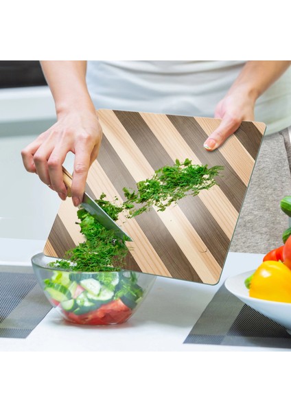 Cam Kesme Tahtası ve Sunumluk Kare Karışık Ahşap Desenli 30X30 cm indirimleri