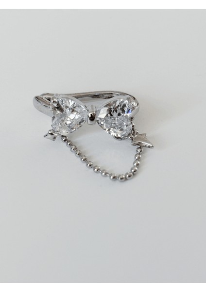 Parlak Kurdele Detaylı Sarkıntılı Zincir ve Yıldızlı Silver Earcuff fırsatları