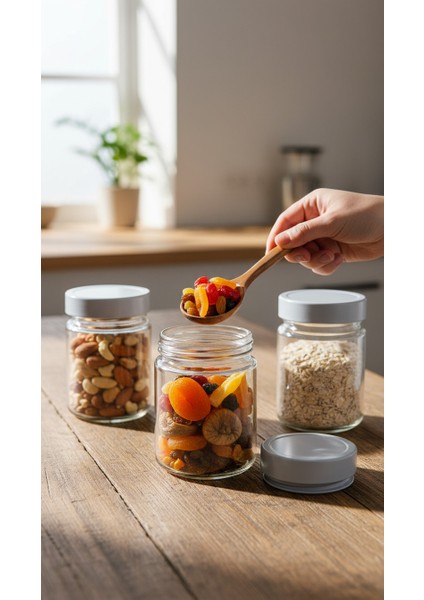 Zuri 4’lü Gri Kapaklı Cam Kavanoz Seti – 350 cc indirimleri