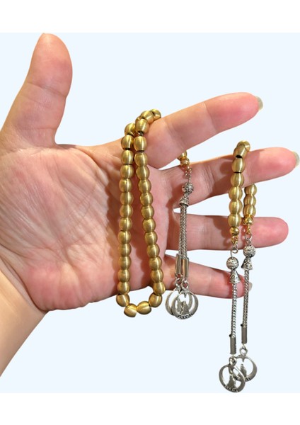 Pirinç Tesbih & Zaza Set ( Göktürk Alfabesi “ Türk “ Püsküllü ) modelleri