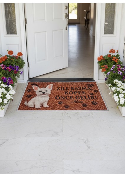 Jüt Görünümlü Sevimli Köpek Temalı Kapıönü Paspası (60X40)