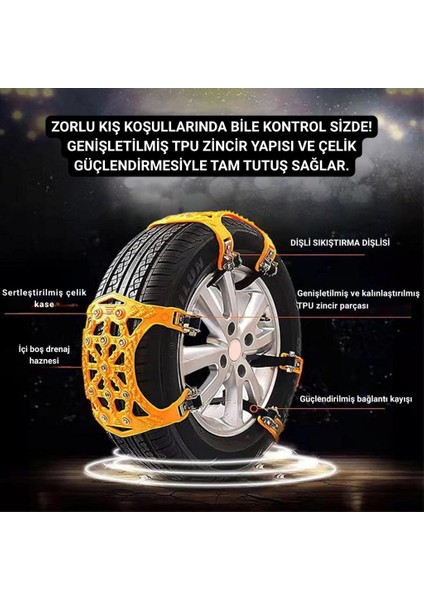 Tüm Araçlara Uyumlu Güvenlik Kilitli 6 Adet Araç Lastik Kar Zinciri Araç Oto Lastik Kar Anripatinaj Aparatı fiyatları