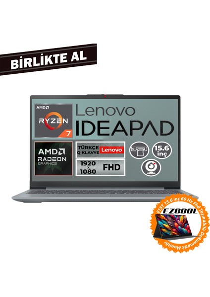 Ideapad Slim 3 Ryzen 7 5825U 16GB 512GB SSD 15.6" W11P + 15.6" Touch Monitör 82XM00U4TX 015