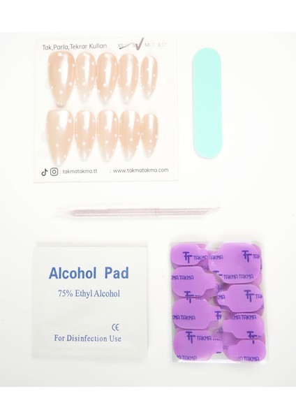 15'li Ten Rengi Uzun Badem UBD1516 Tekrar Kullanılabilir El Yapımı Protez Takma Tırnak - Ten Rengi-L fırsatları