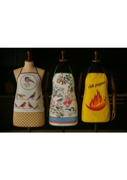 3'lü Avantajlı Mutfak Önlüğü Sıvı Geçirmez Dijital Baskılı Önlük fiyatları