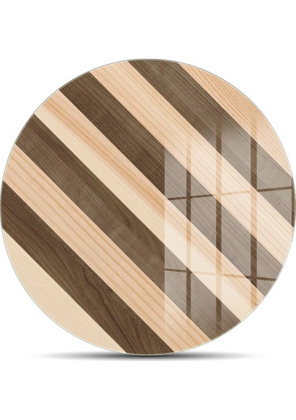 Cam Kesme Tahtası ve Sunumluk Yuvarlak Karışık Ahşap Desenli 30X30 cm fiyatları