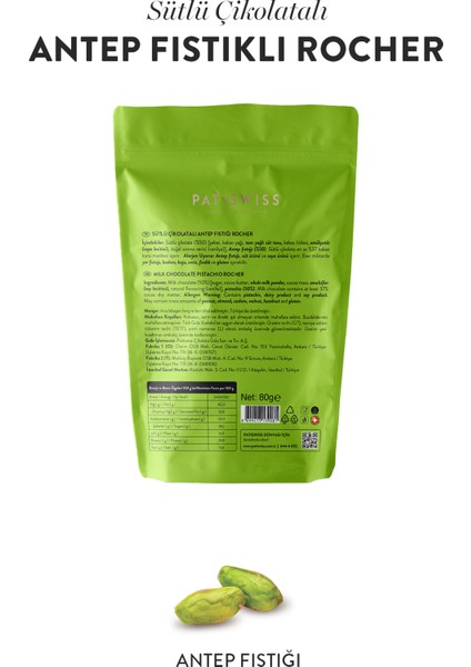 Rocher Sütlü Çikolatalı Antep Fıstıklı 80g