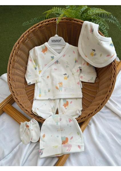 Tilki Desenli 6 Parça Zıbın Takımı