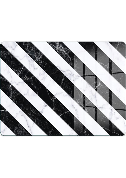 Cam Kesme Tahtası ve Sunumluk Çarpraz Siyah Beyaz Mermer Desenli 20X30 cm fiyatları