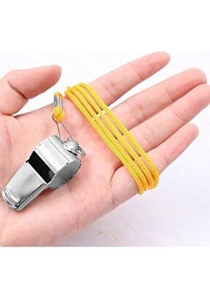 Kaliteli Düdük Seti 5 Adet Sarı İpli Paslanmaz Çelik Hakem Düdüğü