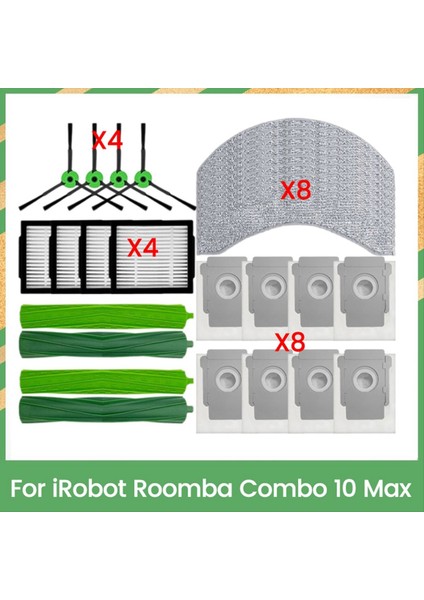 Irobot Roomba Combo 10 Max Için Ana Fırça Filtresi Paspas Bezi Toz Torbası Yedek Parçalar Verimli Temizlik Aksesuarları (Yurt Dışından)