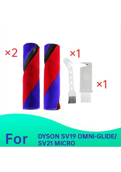 Dyson SV19 OMNI-GLIDE/SV21 Mıcro Elektrikli Süpürge Için 2 Adet Ana Fırçayı Değiştirin Çift Silindir Fırça Yumuşak Kadife Silindir Fırça A (Yurt Dışından)