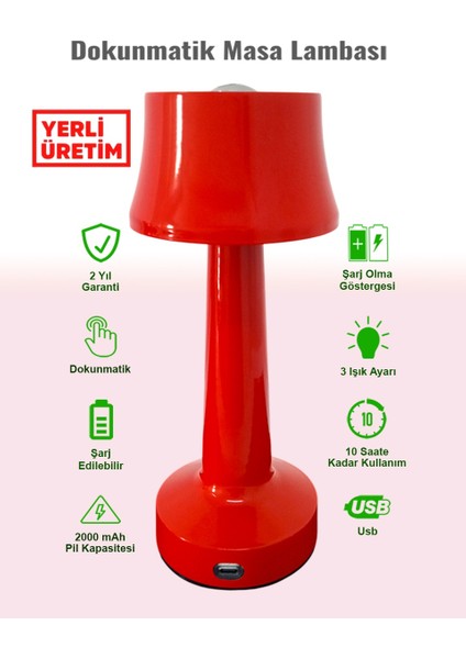 Dokunmatik Metal Masa Lambası