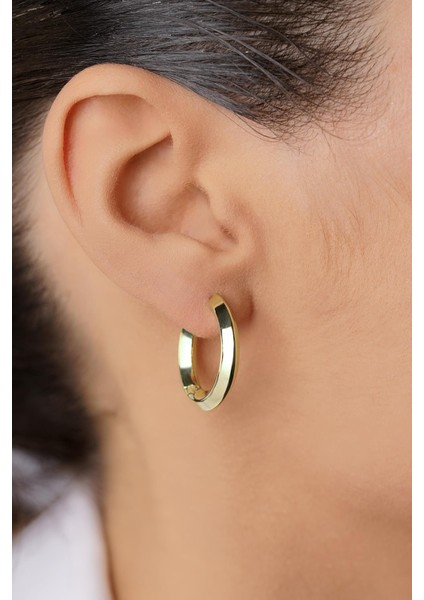 14 Ayar Altın Simetrik Kesim Halka Küpe