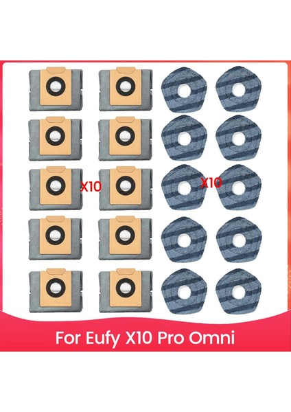 Eufy X10 Pro Omni Temizlik Robotu Için Vakum Aksesuarları, Yedek Parça Seti, Paspas Pedleri ve Vakum Torbaları (Yurt Dışından)