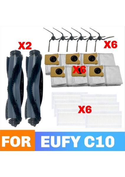 Eufy C10 Robot Süpürge Yedek Parça Aksesuarları Ana Yan Fırça Hepa Filtre Toz Torbası (Yurt Dışından)