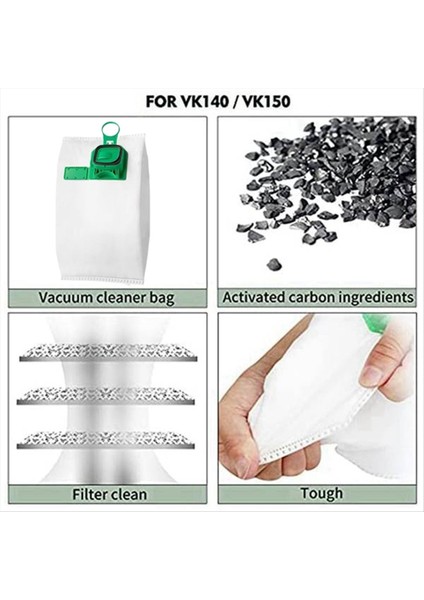 Vorwerk VK140/VK150/FP140/FP150 Dik Elektrikli Süpürge Yedek Parçaları Için 12 Adet Yedek Tek Kullanımlık Toz Torbası Seti (Yurt Dışından) fırsatları