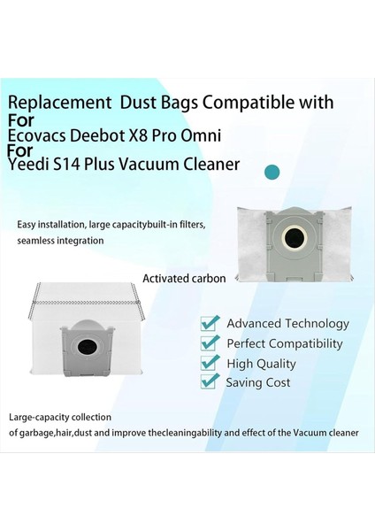 Ecovacs Deebot X8 Pro Omni / T50 Pro / T50 Max Için Yeedi S14 Plus Elektrikli Süpürge Torbaları Için Yedek Toz Torbaları (Yurt Dışından) fiyatları