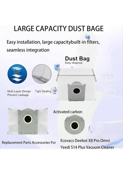 Ecovacs Deebot X8 Pro Omni / T50 Pro / T50 Max Için Yeedi S14 Plus Elektrikli Süpürge Torbaları Için Yedek Toz Torbaları (Yurt Dışından) modelleri