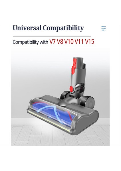 Dyson V7 V8 V10 V11 V15 Elektrikli Süpürge Aparatı V Şeklinde Kıl Rulo Fırça Başlığı ve LED Toz Işıkları ile Sert Ahşap Zeminler Için (Yurt Dışından) modelleri